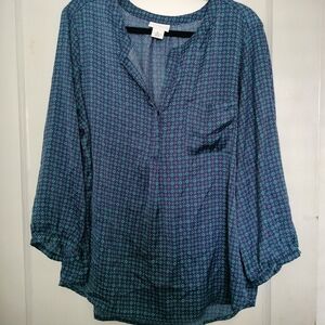 Liz Claiborne Teal Green and Purple Blouse Top size XL